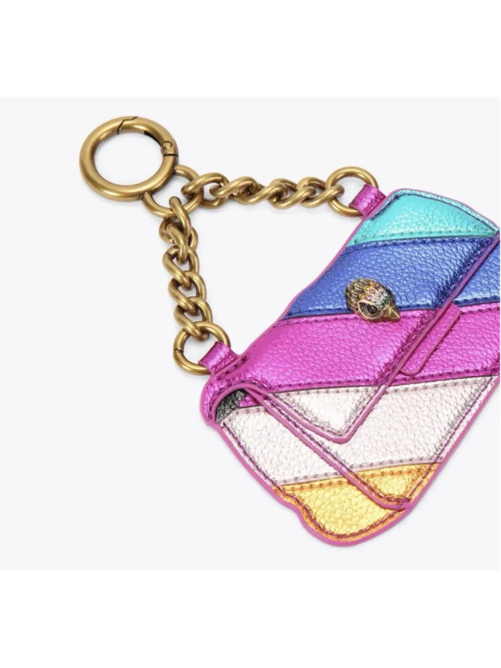 Kurt Geiger London Kensington Rainbow Key Ring Bag Charm Eagle NWT - Picture 8 of 11
